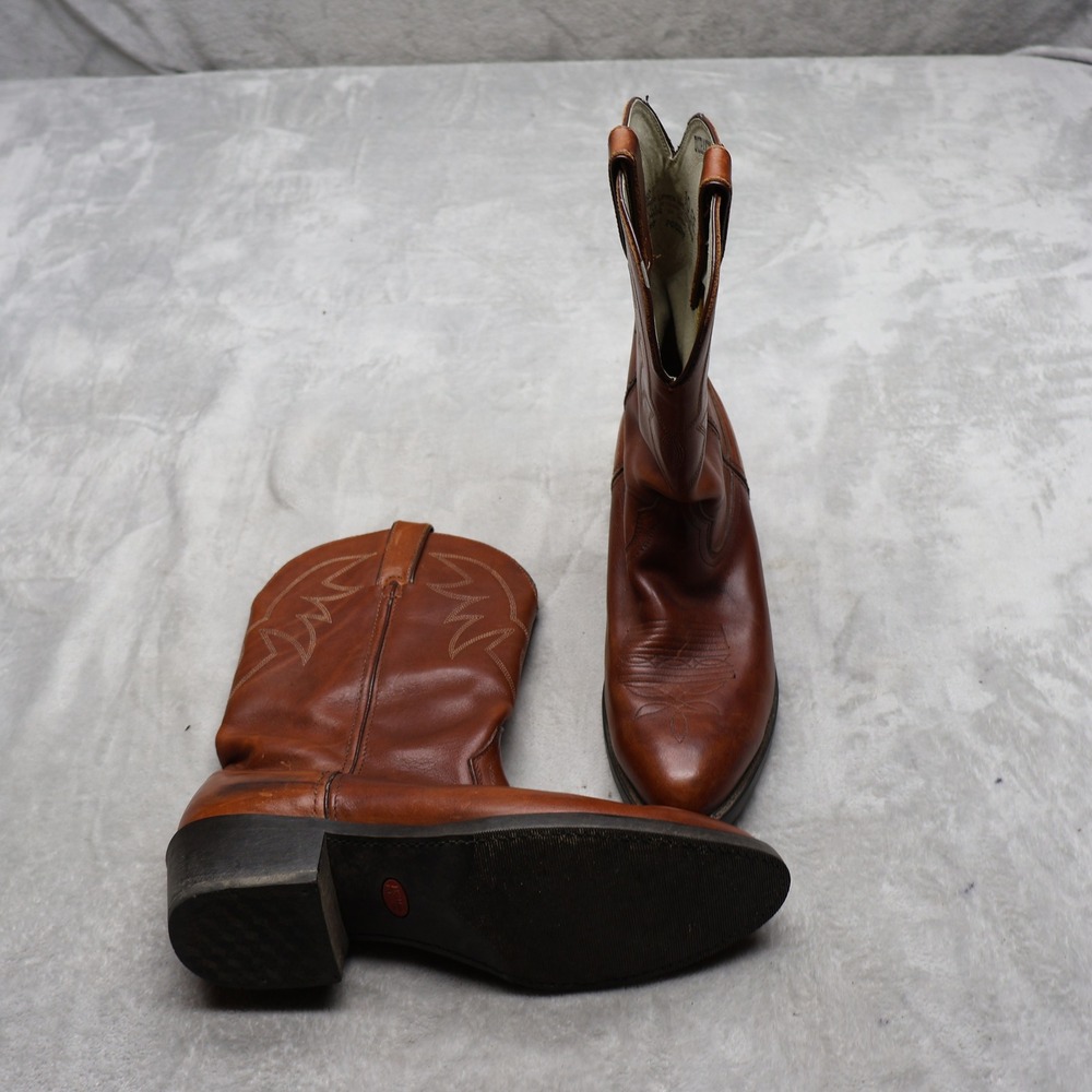 Durango Mens 10 EE Western Boots Brown Stitched Leather Cowboy Riding TR762